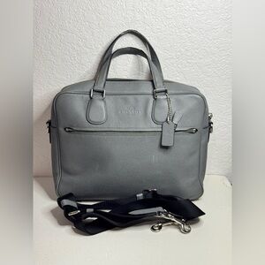 Coach Kennedy Briefcase Grey Saffiano Leather